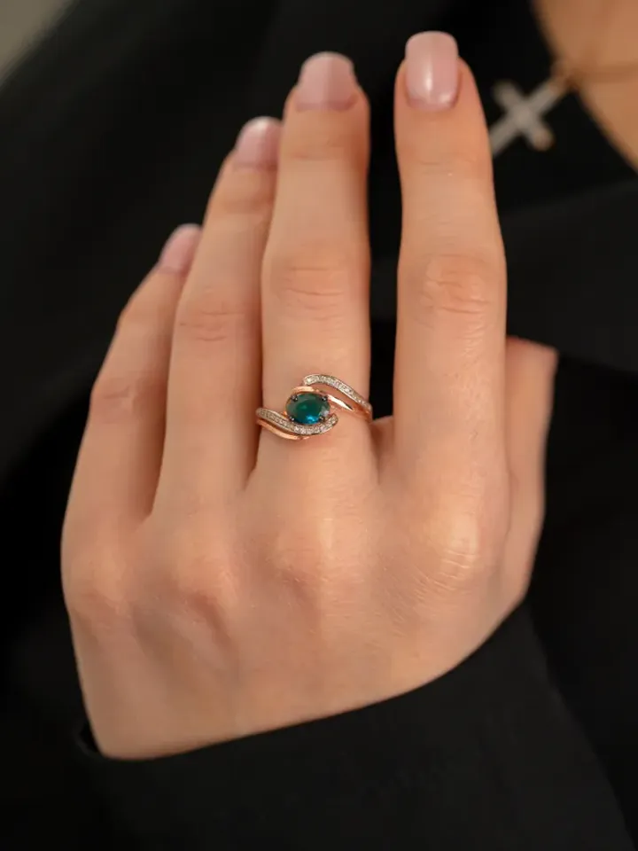 Ring Silver gold plated 925 with topaz