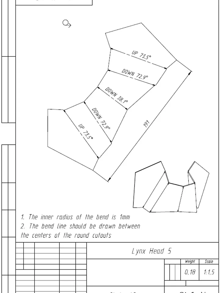 Welding Project Plans Drawings Lynx Head (DXF, PDF)