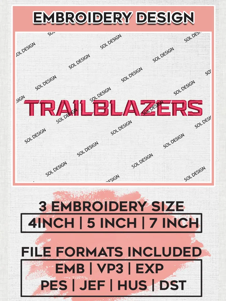 NCAA Trailblazers Football Team Writing Logo Embroidery Design Files, NCAA Utah Tech Trailblazers Machine Embroidery, NCAA Teams, Game Day, 3 sizes, NCAA Machine embroidery designs, Digital Download