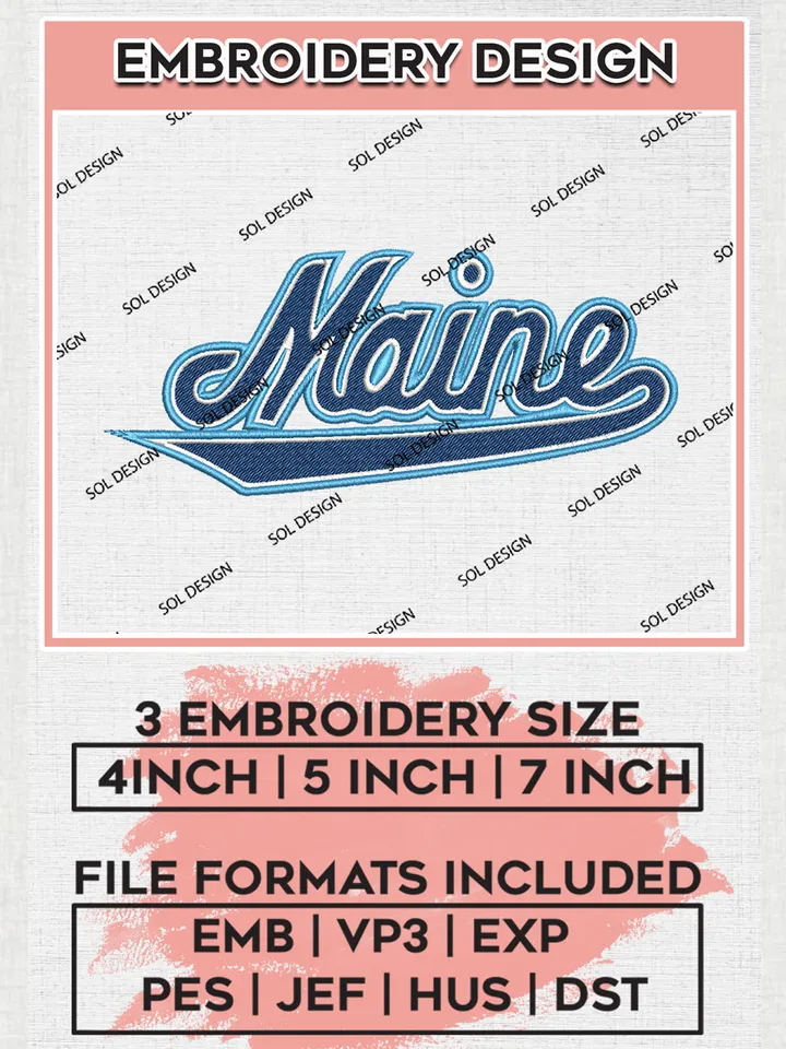 NCAA Maine Black Bears Team Writing Logo embroidery designs, NCAA Maine Black Bears Logo Machine embroidery files, NCAA Team Logo embroidery designs, NCAA Game Day Machine embroidery designs, Digital Download
