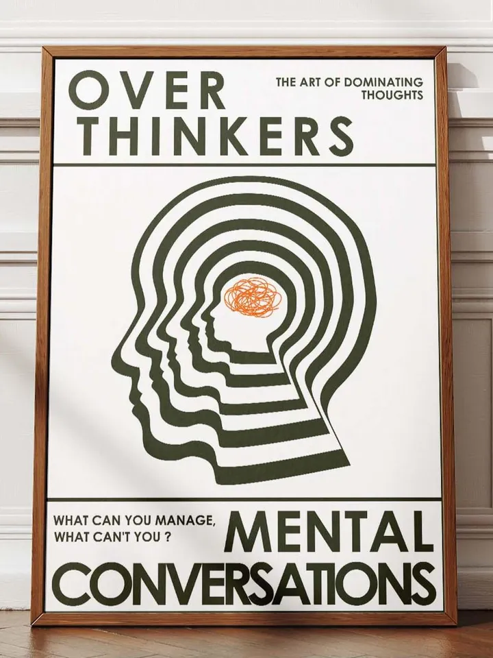 Overthinkers Wall Art Digital Print Retro Style Creativity Poster Eclectic Printable Artwork Trendy Room Decor Instant Download Green White