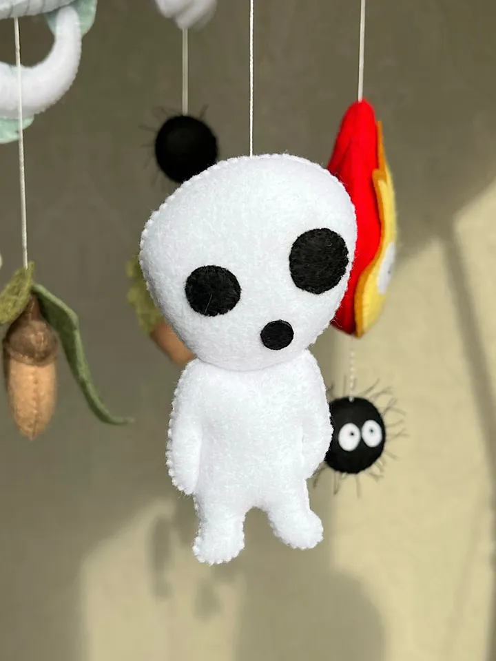 Hayao Miyazaki Anime mobile based on Spirited Away. Dragon Haku and Chihiro/ Kodama and No-Face for anime nursery