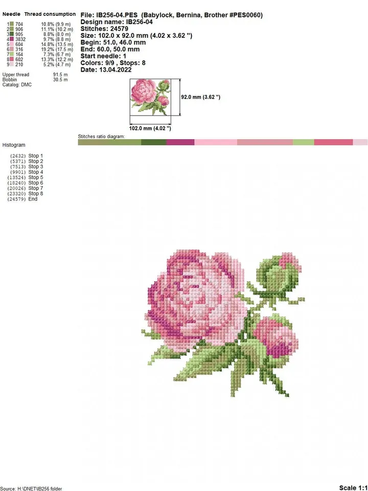 Peony cross-stitch set patterns machine embroidery designs digital embroidery pattern clothing décor embroidery motif flower embroidery