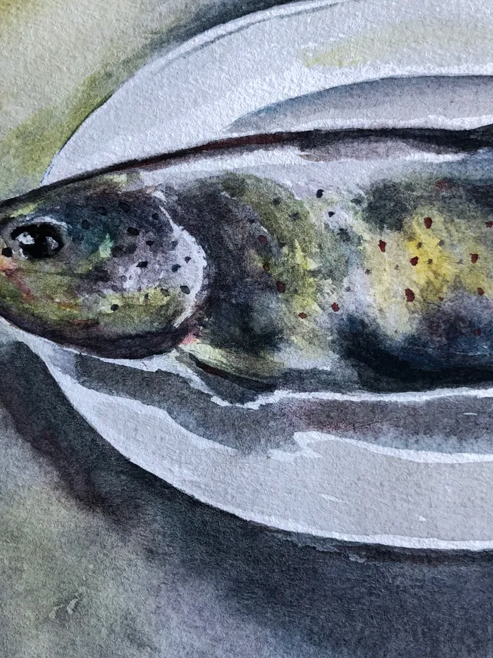 Fish original watercolour painting hand painted modern painting wall art 8x11 inch