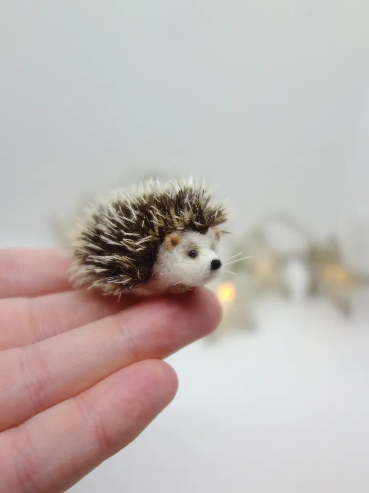 Button the hedgehog, miniature needle felted animal, made to order