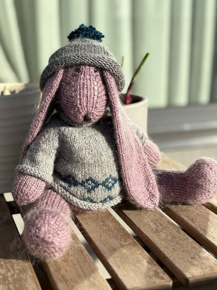 Hand-Knitted Alpaca Bunny – Soft Plush Toy, Cozy Gift, Nursery Decor