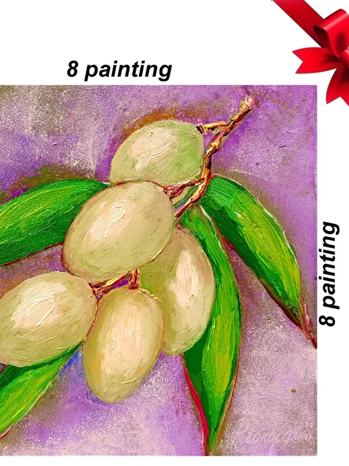 Olives Painting Kitchen Wall Art Original Impasto Oil Painting 8 by 8 Kitchen Still Life Painting Gifts 8 x 8 by ArtProkopaloSv