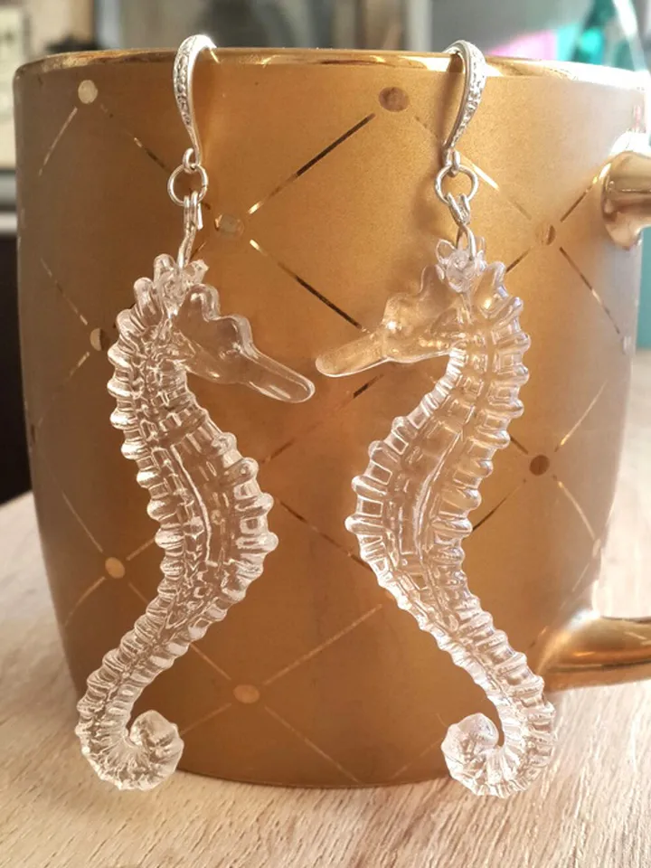 Seahorse earrings, Seahorse long earrings, Seahorse gift for girls