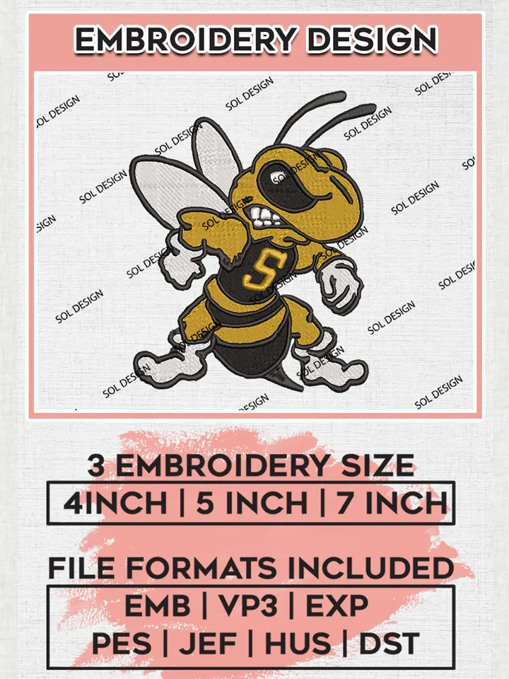 Georgia Tech Yellow Jackets Team Funny Mascot Logo embroidery designs, NCAA Georgia Tech Yellow Jackets Logo Machine embroidery designs, NCAA Team Logo embroidery designs, NCAA Game Day Machine embroidery designs, Digital Download