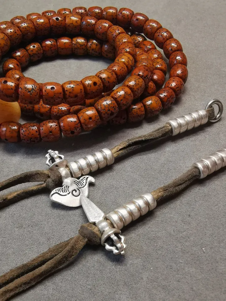 Gandhanra 5mm Silver Tibetan Buddhist Prayer Bead Counters for 6-15mm Mala,with Kila Kartika Pendant