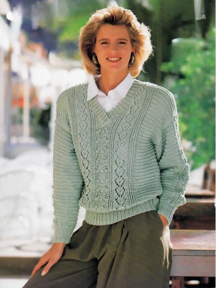Women sweater knitting pattern lacy jumper pattern pdf instant download