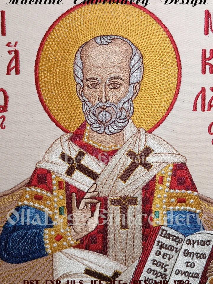 Saint Nicholas Enthroned embroidery design