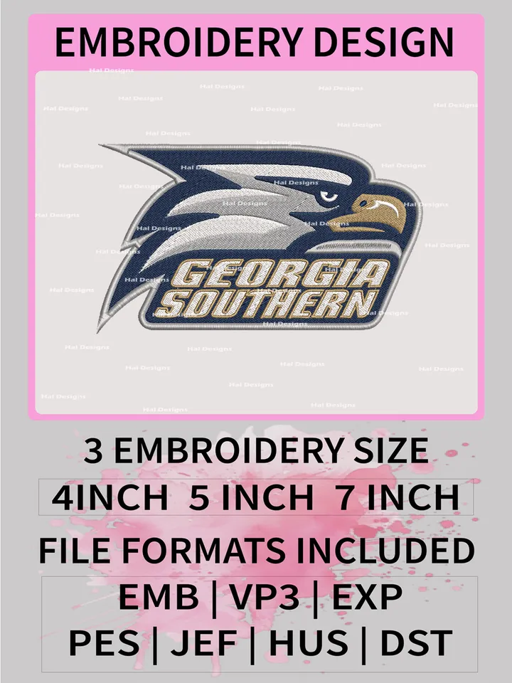 NCAA Georgia Southern Eagles Embroidery File, 3 Sizes, 6 Formats, NCAA Machine Embroidery Design, NCAA Logo, NCAA Teams