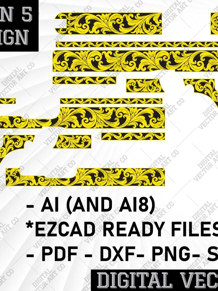 Glock 17 Gen 5 Scroll Design For Laser Engraving Firearms. Gun engraving,customs,laser file,firearms.