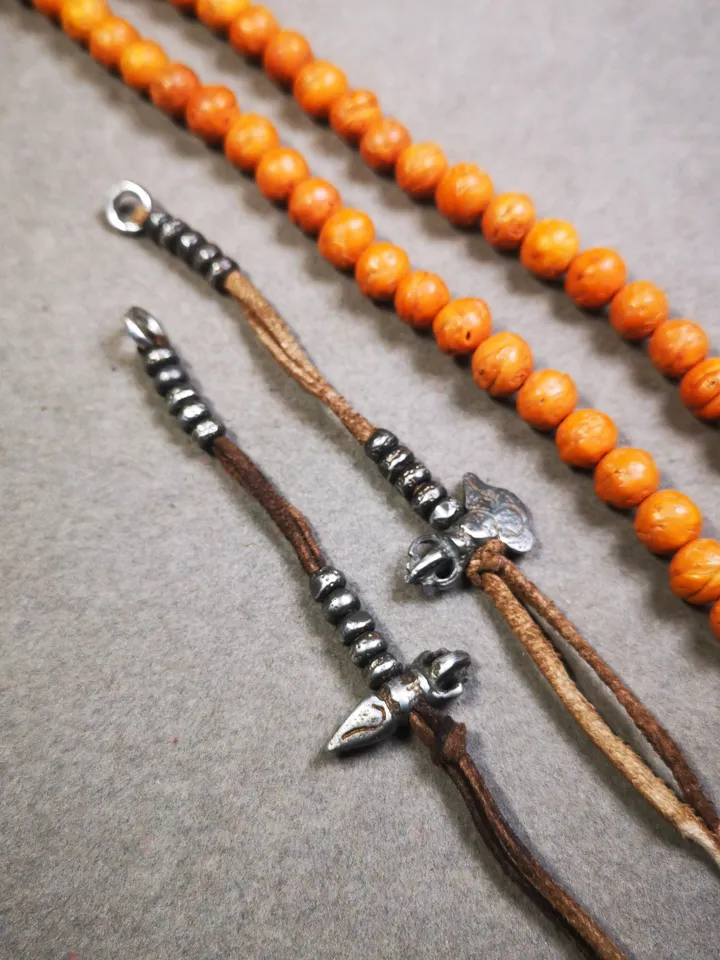 Gandhanra Handmade 5mm Tibetan Buddhist Prayer Bead Counters for 6-15mm Mala,with Kila and Kartika Pendant,Made of Cold Iron