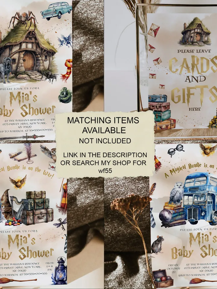 Welcome Baby Banner; Letters Baby Shower Banner; Wizarding World Baby Shower Banner;Magic School Baby Shower editable template; Wf55