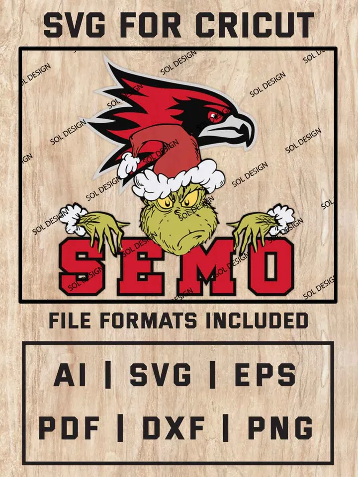 Grinch Southeast Missouri State Redhawks SVG, NCAA SVG Design, NCAA SEMO Redhawks  SVG, NCAA Redhawks Cricut, Christmas Svg, Grinch svg, Digital Download