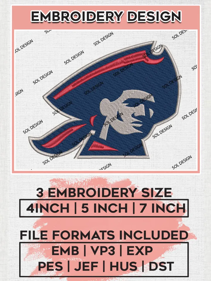 NCAA Robert Morris Colonials Mascot Logo Embroidery Designs, NCAA Logo Machine Embroidery Files, NCAA Robert Morris Colonials Logo, NCAA Embroidery Designs, Machine Embroidery Designs, Digital Download