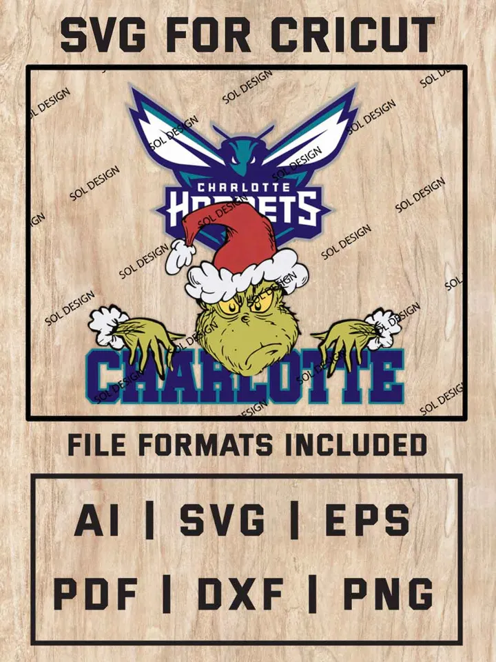 Grinch Charlotte Hornets SVG, NBA SVG Design, NBA Charlotte Hornets SVG, NBA Hornets Cricut, Christmas Svg, Grinch svg, Digital Download
