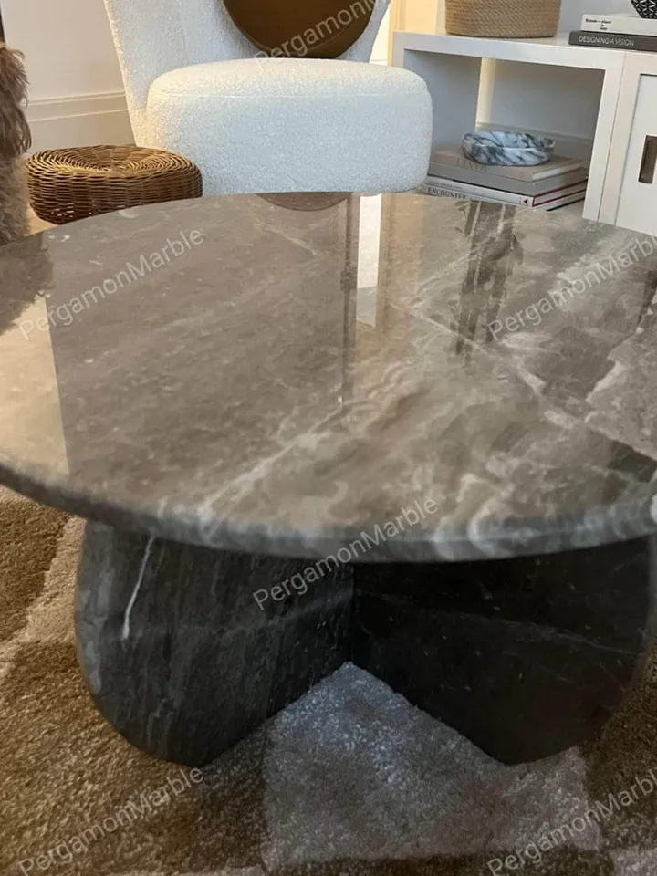 Brown Marble Coffee Table Italian model real marble handmade, Special stone