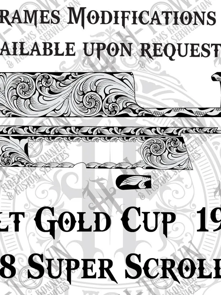 Colt 1911 Gold Cup .38 Super Scroll Engraving Design (Digital File)