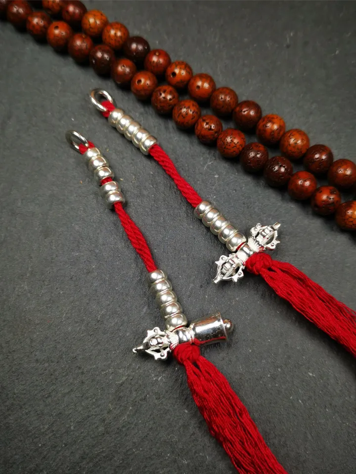 Gandhanra 5mm Silver Tibetan Buddhist Prayer Bead Counters for 6-15mm Mala,with Dorje Vajra Pendant