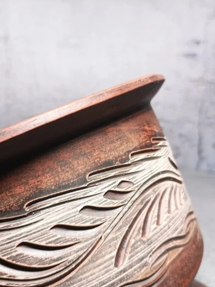 Ceramic Casserole of Red clay. Handmade pottery clay 59.83 fl.oz