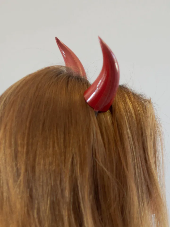 Small Devil Horns, Devil Horns Headband for Halloween, Photoshoot, Red Devil Horns, Realistic Fantasy Cosplay Horns