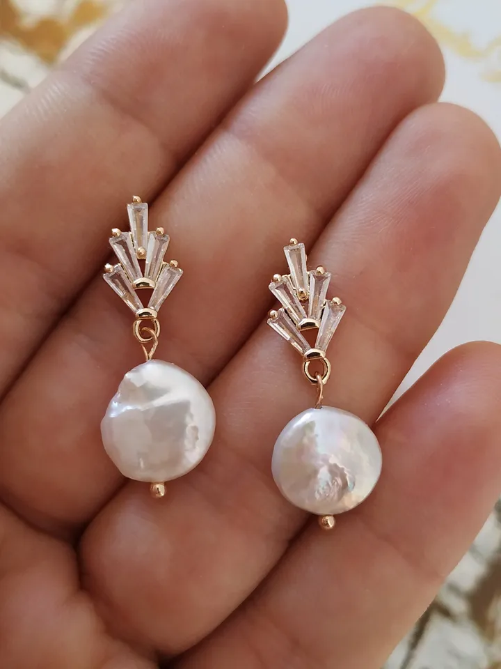 Art Deco Wedding Earrings, Baroque Freshwater Pearl Bridal Earrings, Boho Wedding Earrings, Retro Vintage Style Statement Jewelry, Jewellery