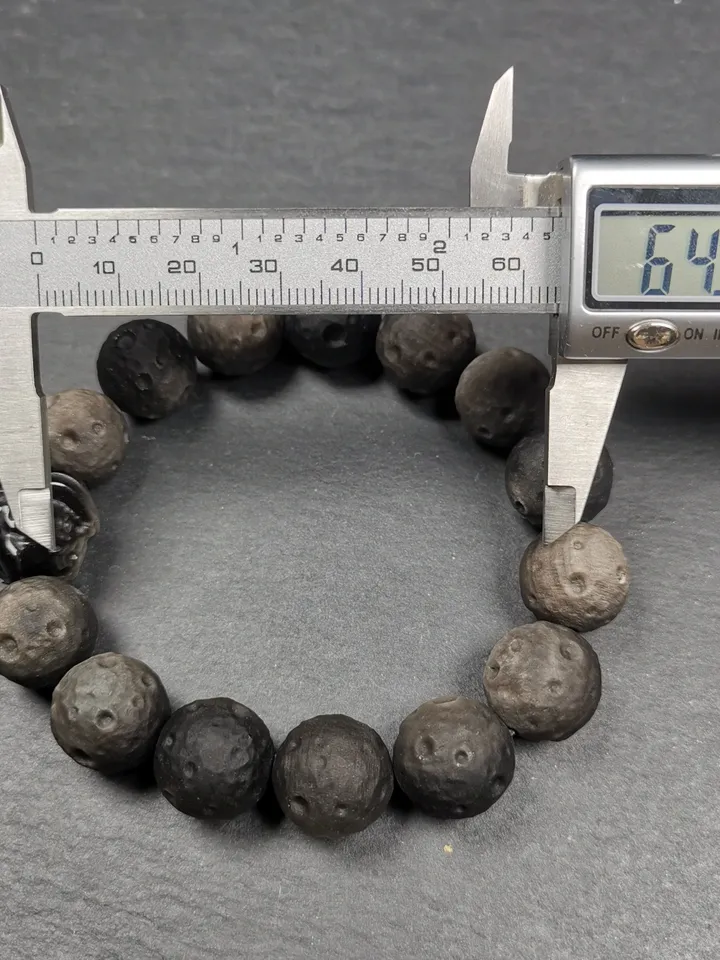 Gandhanra Old Tibetan Obsidian Wrist Mala, 0.6" Gradient Moon Ball Prayer Beads Bracelet,8 inches Circumference