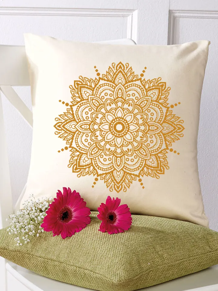 Flower mandala cross stitch pattern PDF download Monochrome cross stitch chart, Simple mandala pattern digital PDF, Mandala ornament #M263