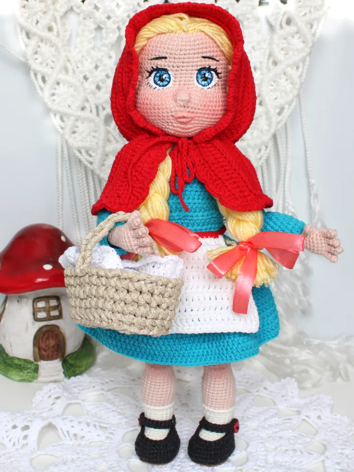 Little Red Riding Hood doll crochet pattern PDF in English Amigurumi doll Crochet tutorial