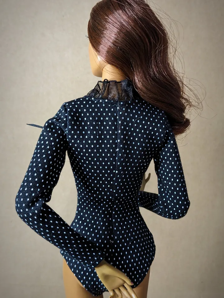 Handmade black & white bodysuit for 16-inch Fashion Royalty dolls (FR16)