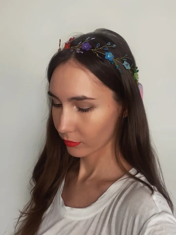 Rainbow headpiece, Rainbow wreath, Rainbow accessories, Pride jewelry, Pride accessories, LGBTQ accessories, Lgbt headband, multicolored wreath