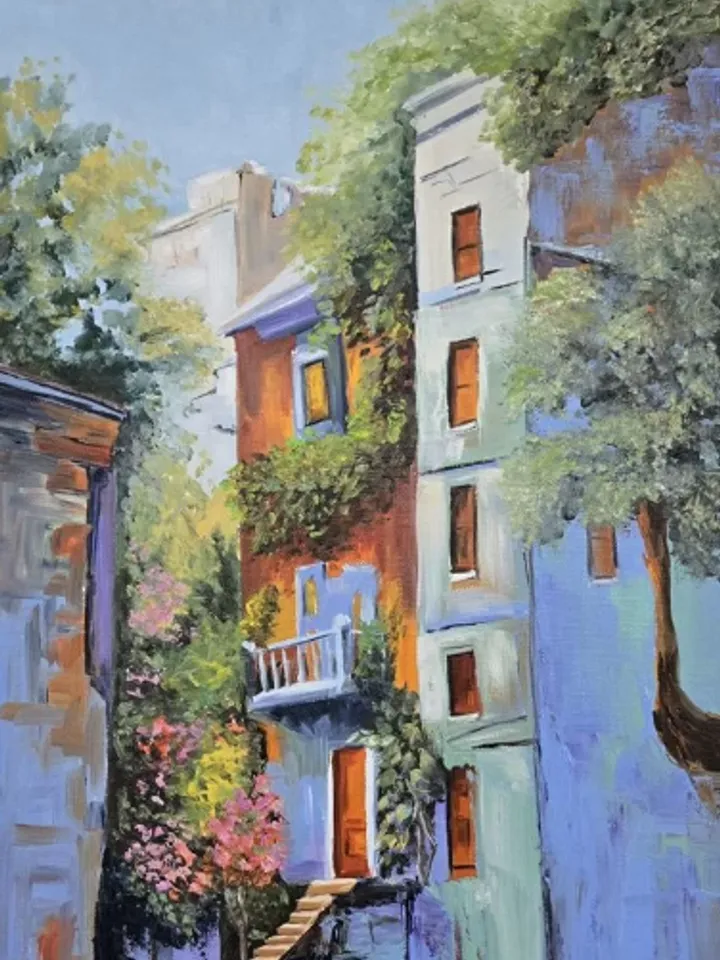 Painting, oil, "Southern City", size 30x50 cm