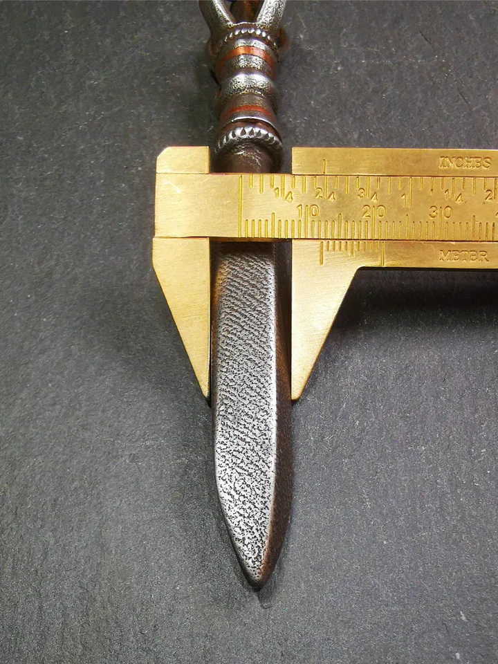 Gandhanra Handmade Tibetan Buddhist Ritual Implement - Kila -Dorje Phurba,Made of Cold Iron inlaid with Copper,5.1&quot;