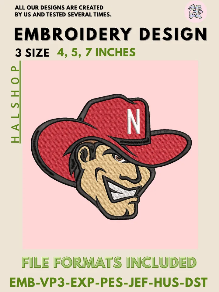 Nebraska Cornhuskers NCAA Logo Embroidery Design – Classic College Team Round Pattern, Machine Embroidery File, Digital Instant Download