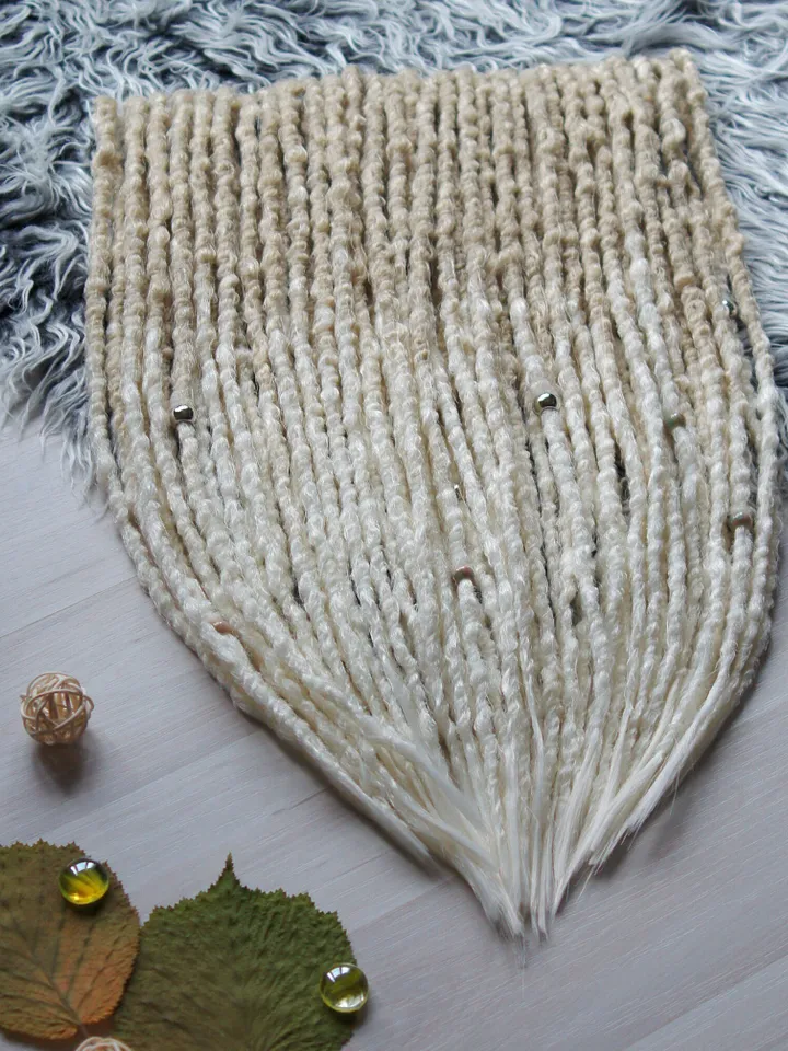Blonde to White Natural Look Dreadlock Extensions Double or Single Ended Boho Hair Extensions Faux Fake Dreads