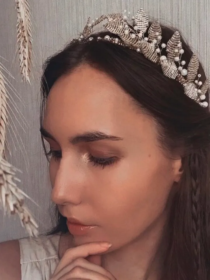 Silver Greek tiara, Gold Greek tiara, bridal gold tiara, Wedding crown, Wedding greek crown, leaf headpiece, Gold leaf crown, Gold headpiece, silver leaf tiara