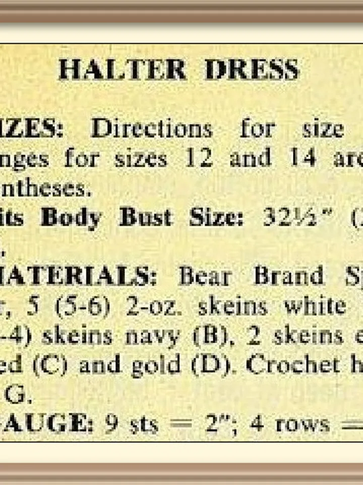 Vintage Crochet Pattern Halter Dress Girls Halter Dress Digital Download PDF