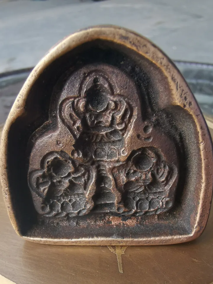 Gandhanra Vintage Tibetan Buddha Statue Tsa Tsa Mold, Three Long-life Deities, DIY Tsha Tsha Statue