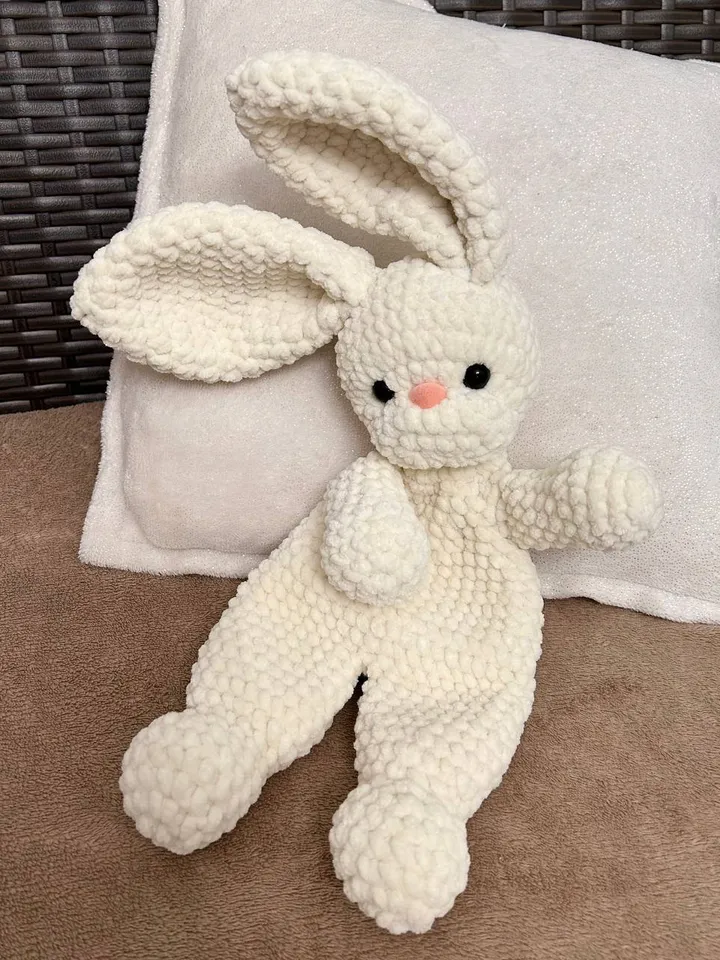 Crochet bunny snuggler Handmade toy for kids Cute rabbit toy plushie