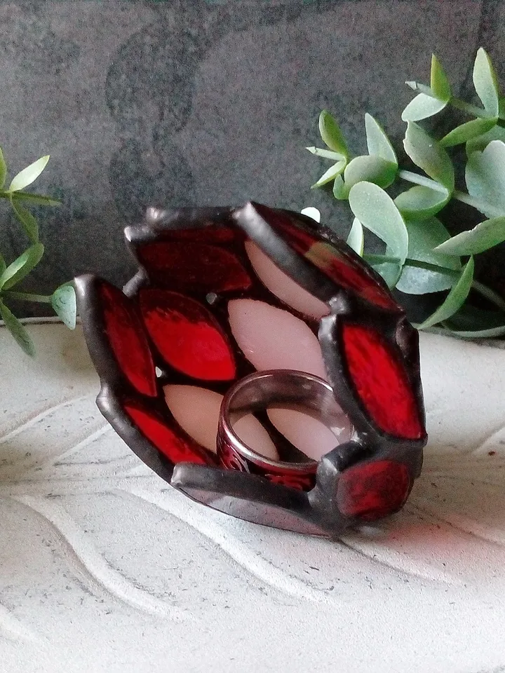 Dragon egg ring holder - handmade stained glass, home decor