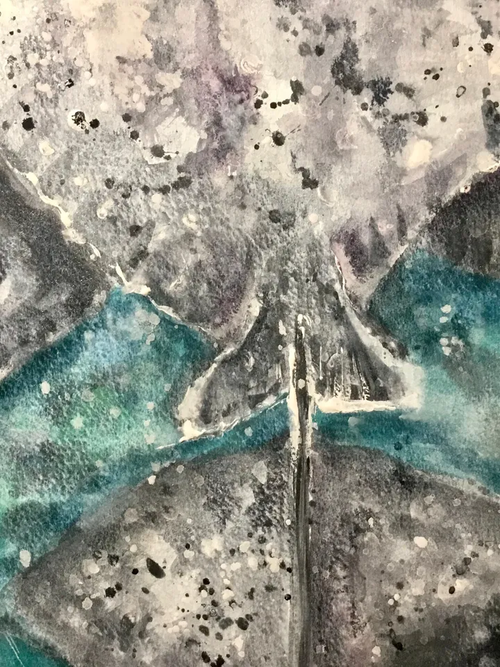 Ramp fish swimming in the water,original watercolour painting wall art,underwater painting,unique handmade painting,fish tranquility decor.