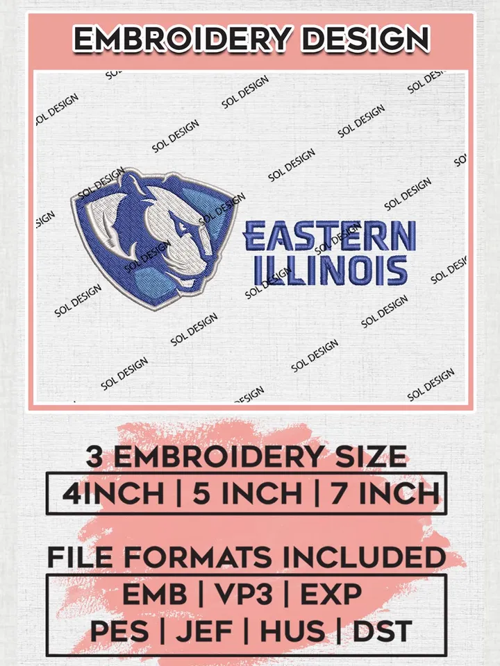 NCAA Eastern Illinois Team Logo Machine Embroidery Design, NCAA Eastern Illinois Panthers Team Design Design files, NCAA Team Embroidery Designs, NCAA Machine Embroidery Designs, Digital Download