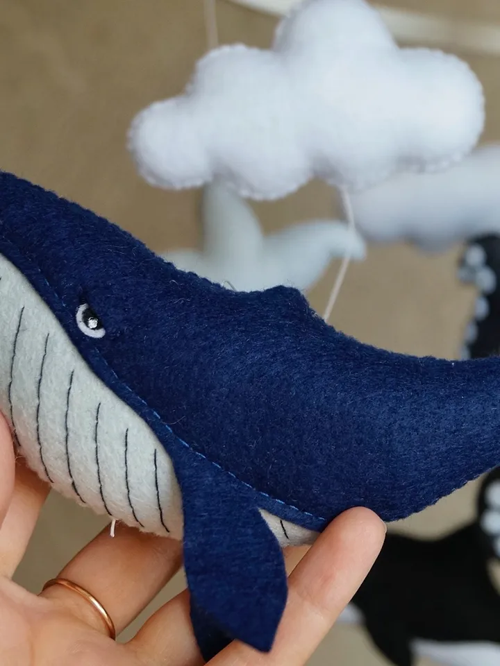 Octopus and Whales mobile, Orca and narwhal for ocean nursery