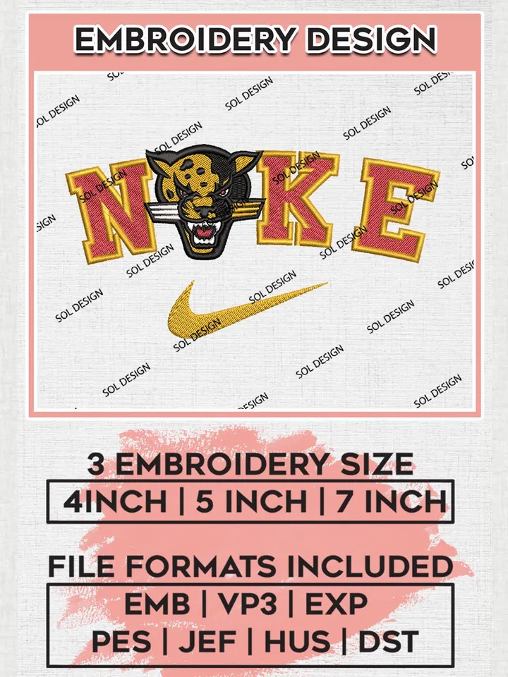 Nike IUPUI Jaguars Machine Embroidery Design, NCAA IUPUI Jaguars Embroidery Design files, NCAA Logo Embroidery Designs, NCAA Machine Embroidery Designs, Digital Download