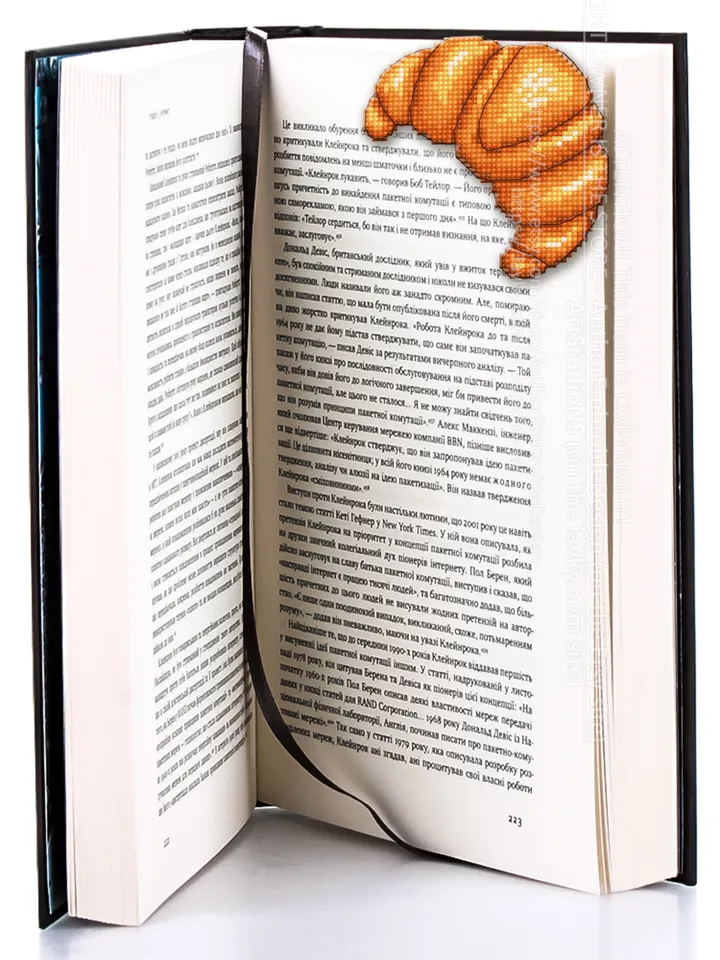 Corner bookmark cross stitch pattern PDF download Croissant cross stitch chart, Food bookmark digital PDF, Funny bookmark for beginner #B245