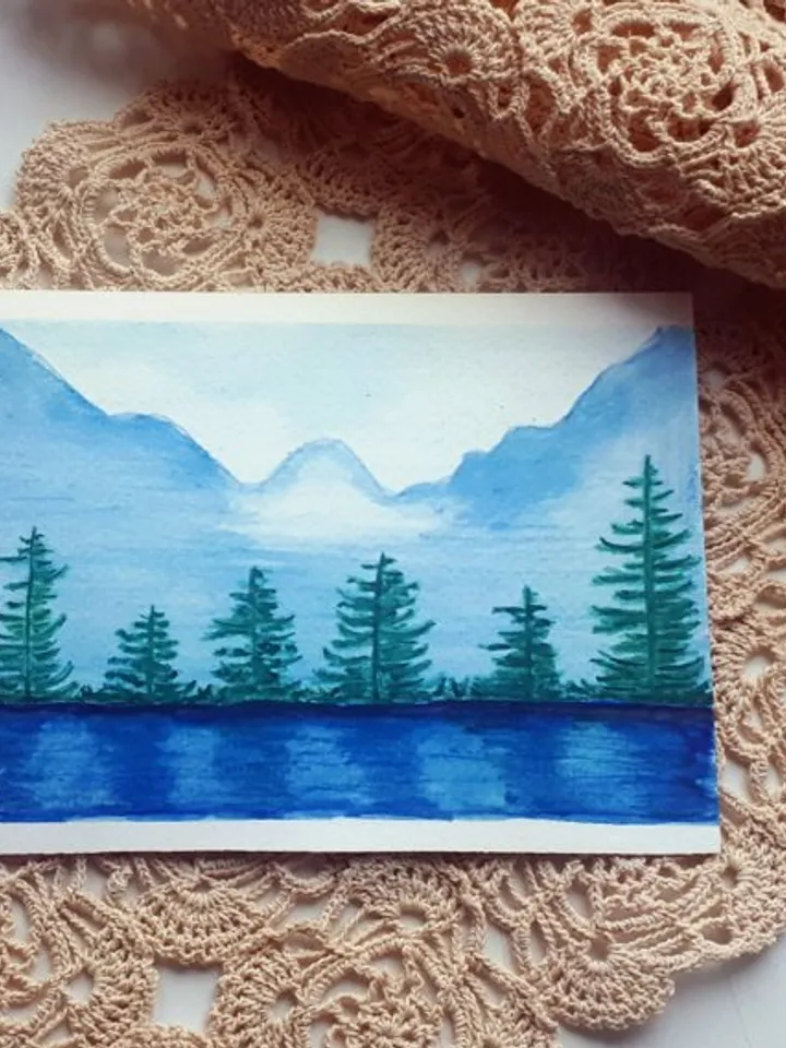 Embrace of Nature, Mountain Lake Painting