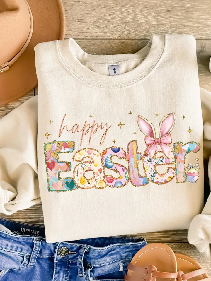 Happy Easter retro easter doodle png Easter Christian Png Easter bible verse png Risen doodle png retro easter glitter easter sublimation